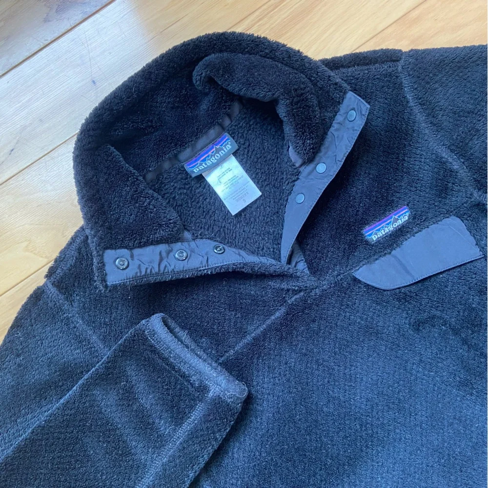 Patagonia Re-Tool Snap-T High Pile Fleece Womens Sz S Black PolarTec - Picture 1 of 8